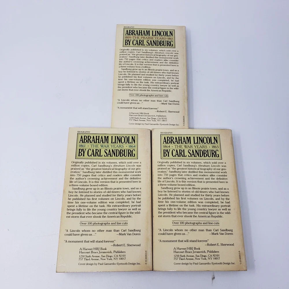 Abraham Lincoln: The Prairie Years and War Years Slipcase 3 Vol Box Set Sandburg
